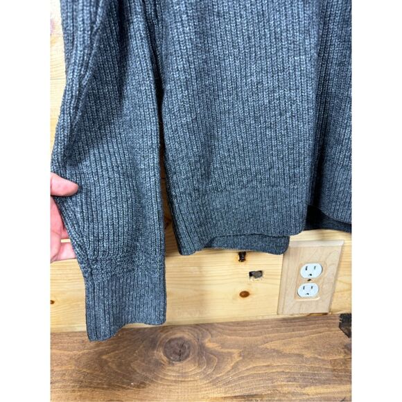 Abercrombie & Fitch Men's Charcoal Gray Wool Blend Knitted Shawl Collar Pullover - Picture 4 of 12